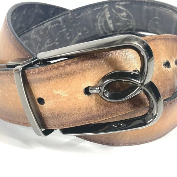 Berluti reversible calligraphic logo Accessories belt Leather Beige main image 11
